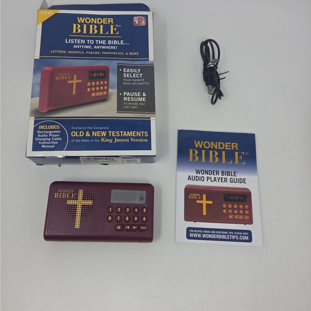 Wonder Bible KJV Talking Audio Player King James Version Rechargeable Tested VG